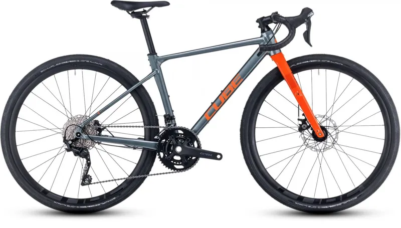 Cube Nuroad Rookie Kids Gravel Bike in Grey and Orange